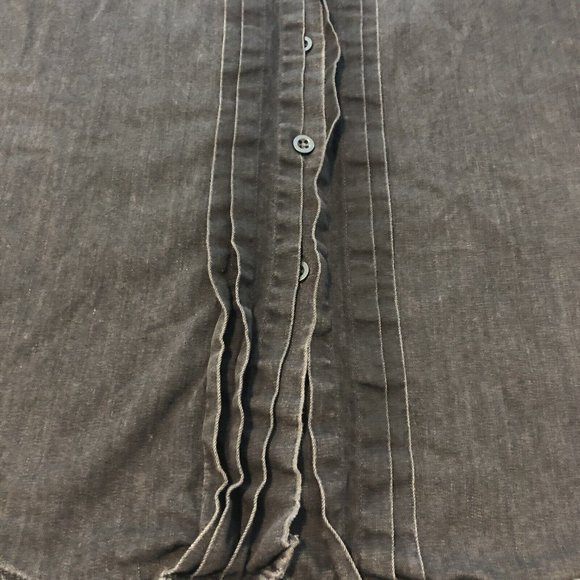Madewell Black Denim Front Ruffle Button Up Shirt Top Women Size Small - Picture 11 of 16